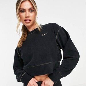 Nike Black Cropped Plush Sweatshirt